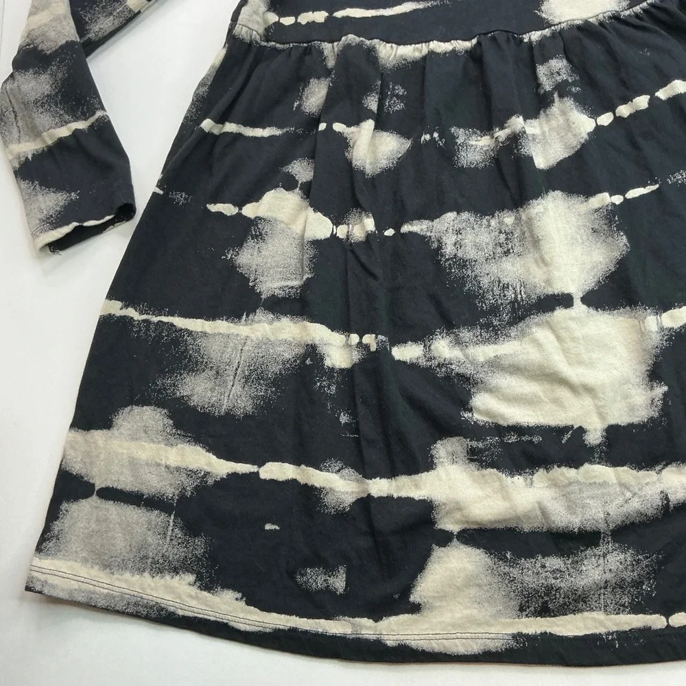 H&M Black Acid Wash Stripe Dress Kids Size 8/10 Long Sleeve Cotton Skater